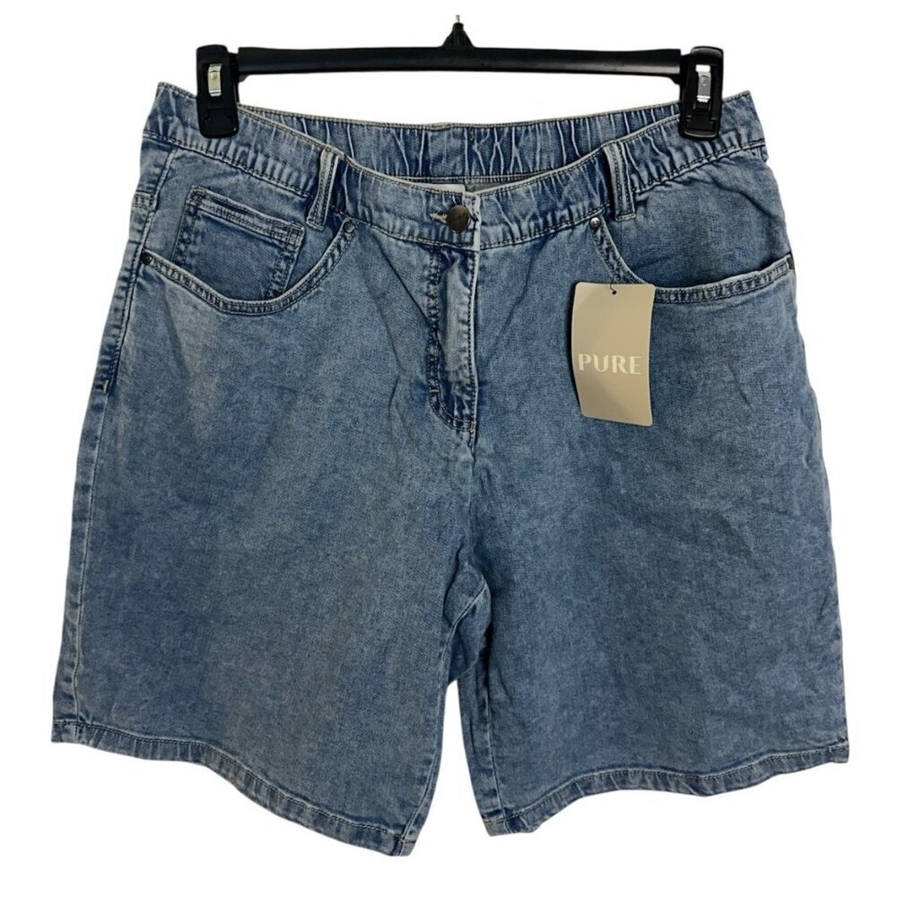 Pure By Ulla Popken Shorts Women’s Size 14 Blue Burmuda New